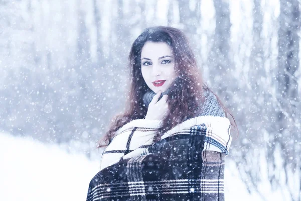 Schöne Mädchen in einem schönen Winter Schnee — Stockfoto