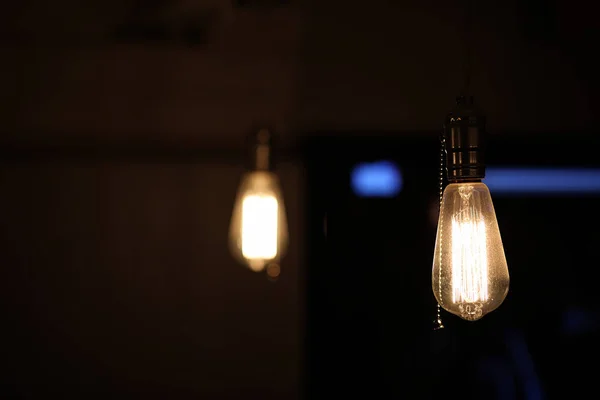 Lamps with tungsten filament. Edisons light bulb. Filament fila — Stock Photo, Image