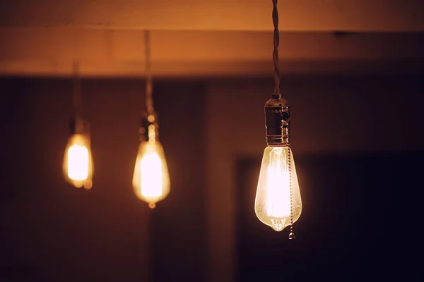 Lamps with tungsten filament. Edisons light bulb. Filament fila — Stock Photo, Image