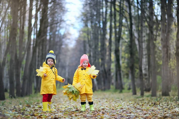 孩子们在秋天的公园里散步 — 图库照片