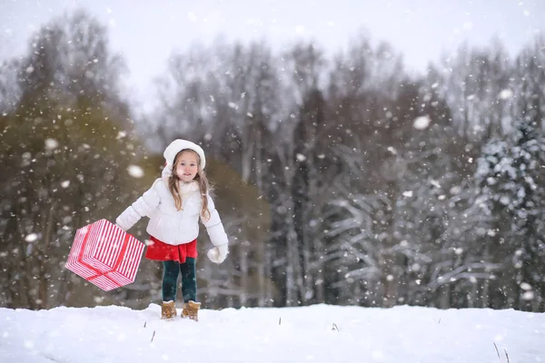 Un conte de fées d'hiver, une jeune mère et sa fille montent en traîneau — Photo