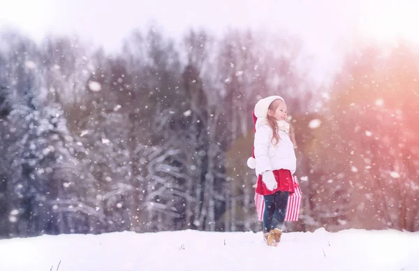 一个冬天的童话故事, 一个年轻的母亲和她的女儿骑雪橇 — 图库照片