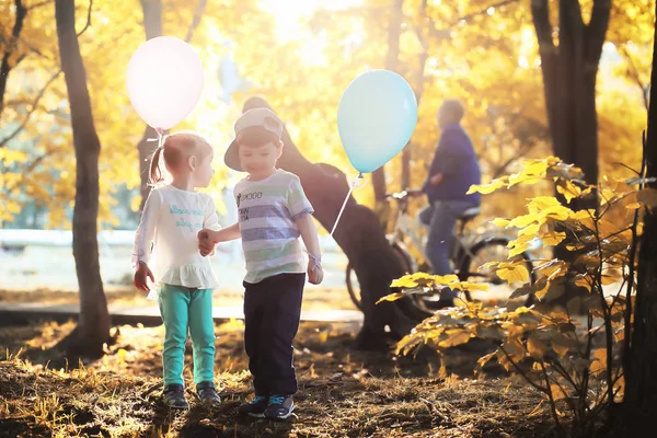 Küçük çocuk sonbahar Park'ta yürüyordunuz — Stok fotoğraf