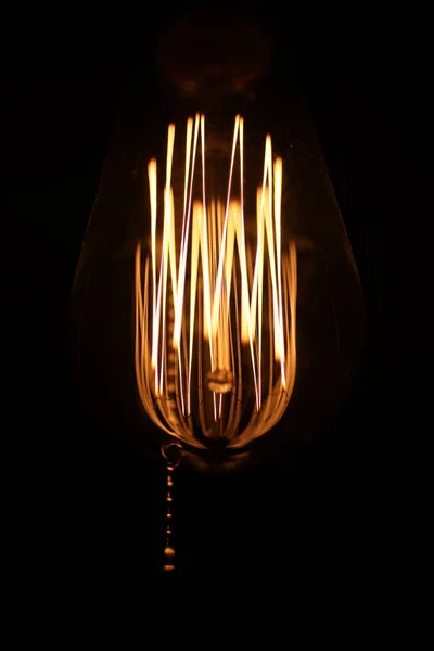 Lámparas con filamento de tungsteno. Bombilla Edisons. Filamento fila —  Fotos de Stock