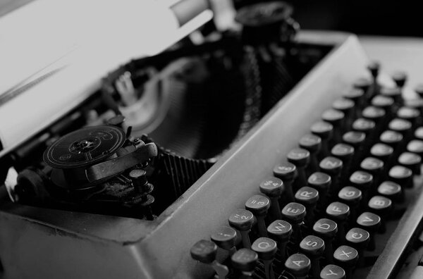 black and white retro typewriter letter