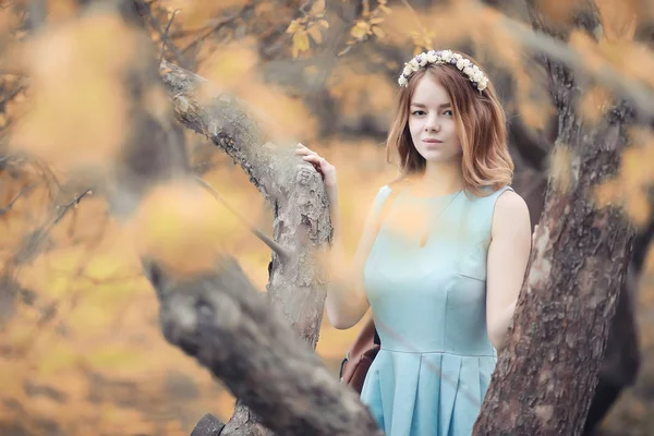 Chica joven en un paseo en el otoño —  Fotos de Stock