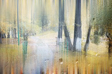 Park arka plan Sonbahar yağmur