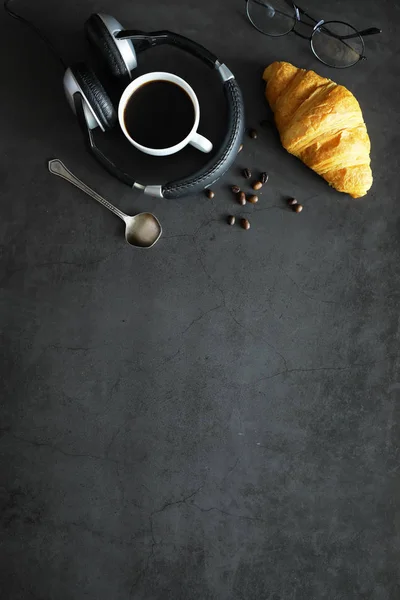 Pasteles Frescos Mesa Croissant Con Sabor Francés Para Desayuno — Foto de Stock