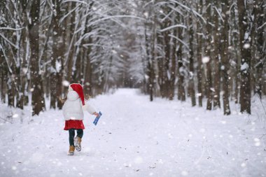 Bir kış masal, genç bir anne ve kızı bir kızak sürmek