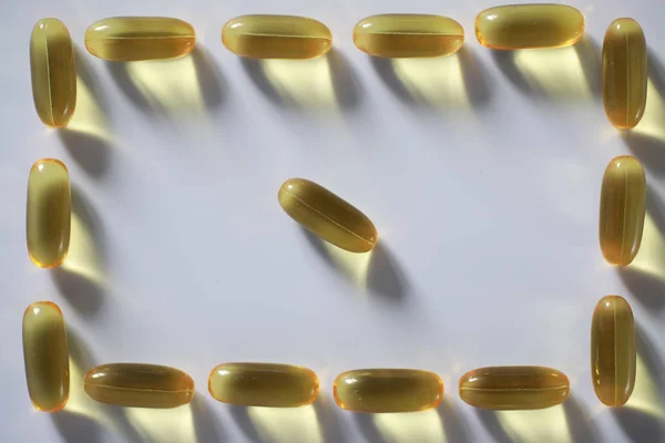 Ιατρικά Φάρμακα Και Συμπληρώματα Διαφανείς Κάψουλες Κίτρινου Colo — Φωτογραφία Αρχείου