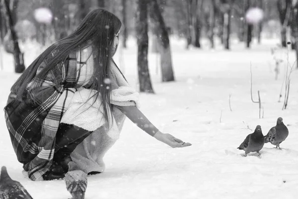 Une fille dans une journée nuageuse d'hiver — Photo