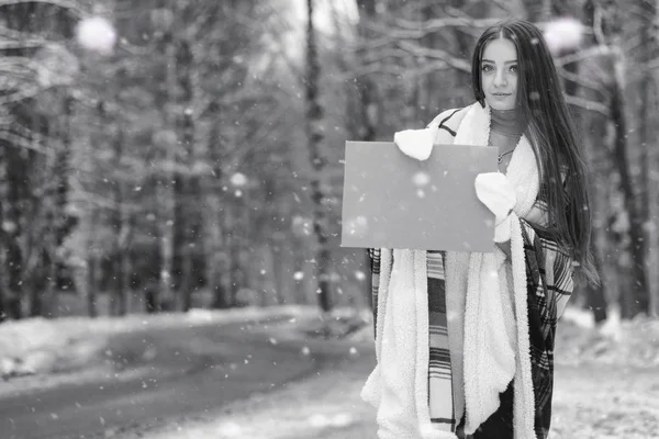 Ένα κορίτσι σε μια συννεφιασμένη μέρα του χειμώνα — Φωτογραφία Αρχείου