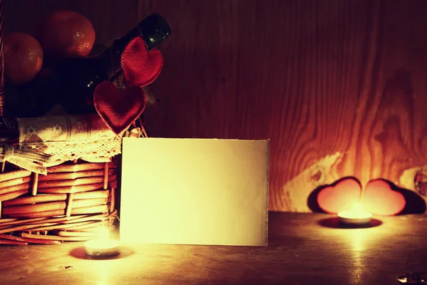 Candele di San Valentino vino — Foto Stock