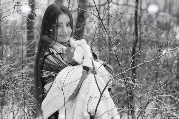 Uma menina em um dia nublado de inverno — Fotografia de Stock