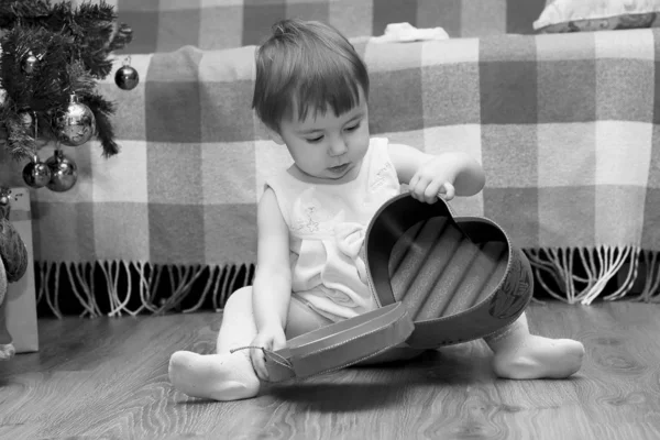 Little children near a Christmas — Stock Photo, Image