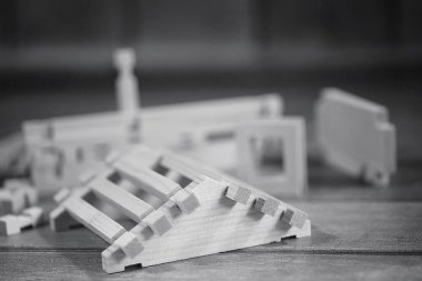 Oyuncak ahşap ev. Kurucunun ch için doğal ahşap yapılır