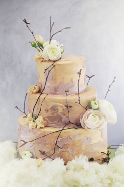 Farklı kremalı güzel pasta bisküvisi ve dekorasyon.