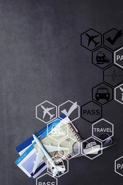 Bilet Lotniczy Paszport Lotu Samolotem Koncepcja Podróży Rezerwacja Biletów — Zdjęcie stockowe