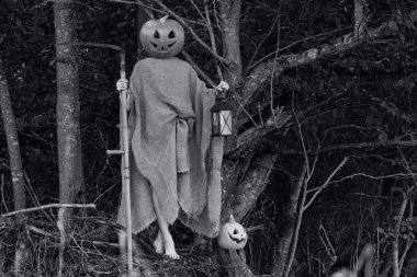 Kafası kabaktan oyulmuş.