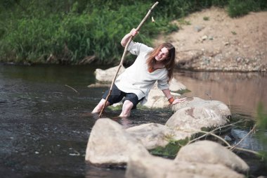 Bir İskandinav biri etnik giysiler