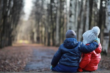 Çocuk sonbahar Park walk