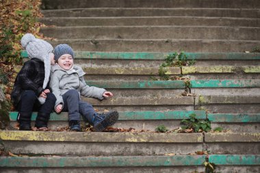 Çocuk sonbahar Park walk