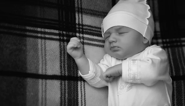 Newborn Baby Lying Blanket Sleeping — Stock Photo, Image