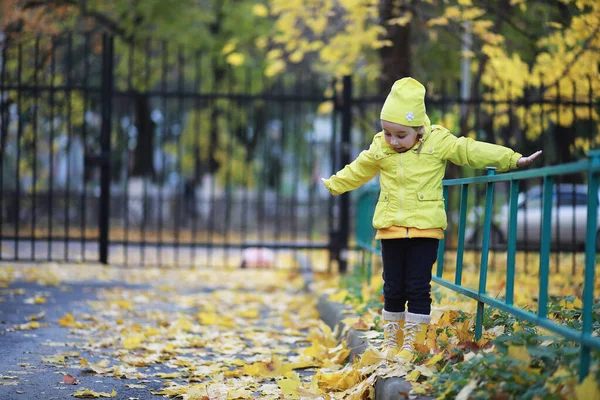 Barn gå i höst Park — Stockfoto