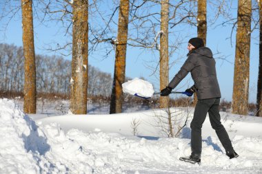 adam yoldan kürekle kar kış aylarında kaldırmak 