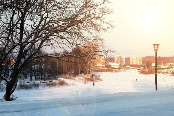 Stad voetpad winter — Stockfoto