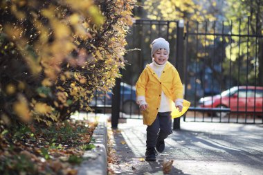 Çocuk sonbahar Park walk