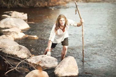 Bir İskandinav biri etnik giysiler