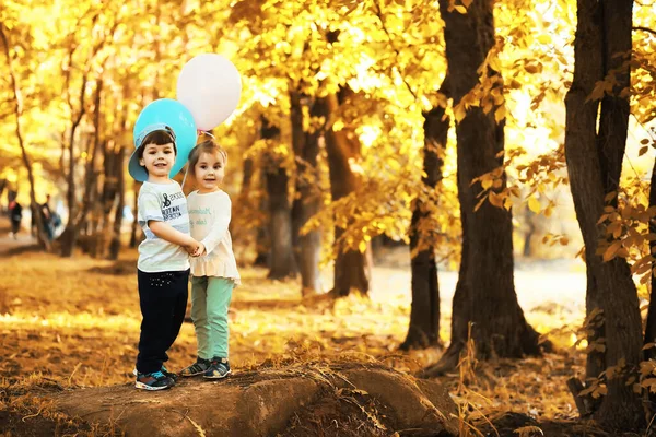 Mijn lieve kinderen lopen in een park — Stockfoto