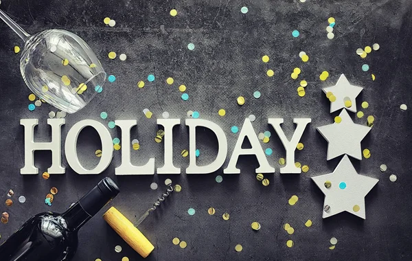 Background concept. The inscription holiday on a dark background — Stock Photo, Image