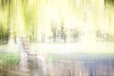 Yağmurlu bir günde sonbahar parkının bulanık görüntüsü 