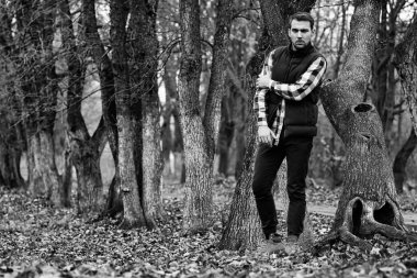 Genç sakallı adam açık