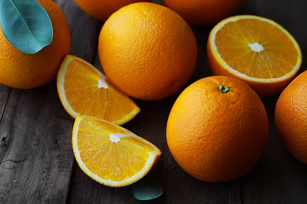 Orange citrus fruit on a stone table. Orange background. — Stock Photo, Image