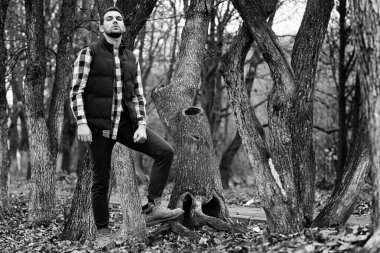 Genç sakallı adam açık