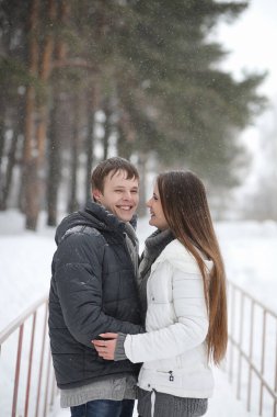 aşıklar bir tarihte kış öğleden sonra kar kar fırtınası çifti