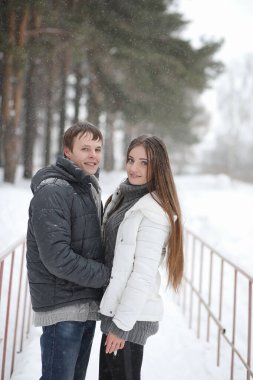 aşıklar bir tarihte kış öğleden sonra kar kar fırtınası çifti