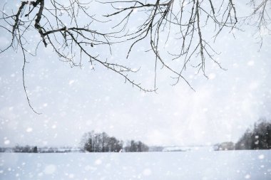 Kırsal alanların ve yolların kış manzarası