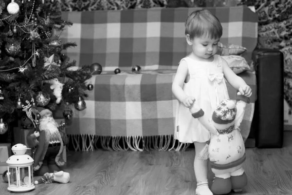 Little children near a Christmas — Stock Photo, Image