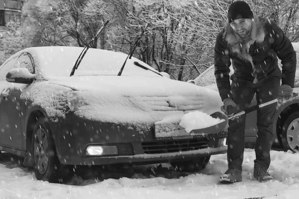 Человек Зимней Одежде Улице — стоковое фото