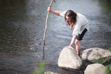 Bir İskandinav biri etnik giysiler