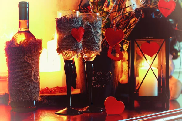 Valentine day wine bottle fairy — Stock Photo, Image