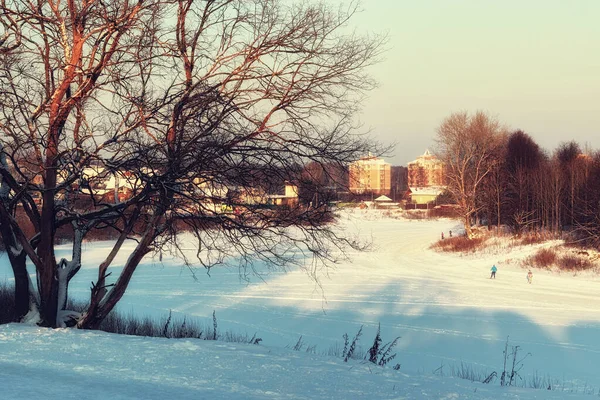 Paisagem caminho inverno — Fotografia de Stock