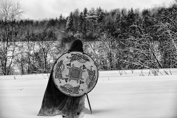 Defender the young warrior in armor — Stock Photo, Image