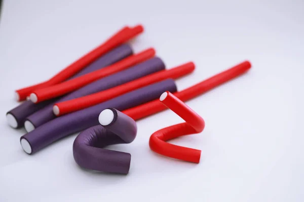 Female colored curlers and hair pins — Stock Photo, Image