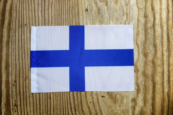 Flagi Narodowej Włókienniczych Drewnianym Stole — Zdjęcie stockowe