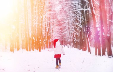 Bir kış masal, genç bir anne ve kızı bir kızak sürmek
